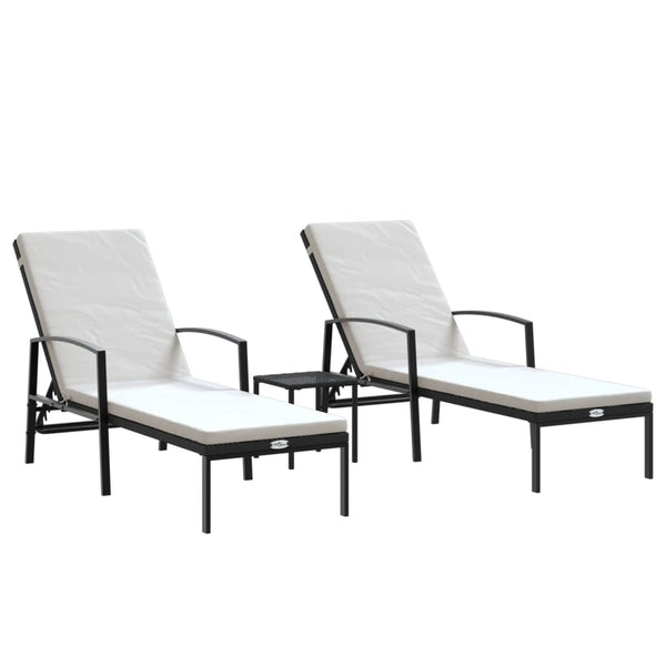 Schwarze Sonnenliegen und kleiner Tisch Aidan (2 Stk.)