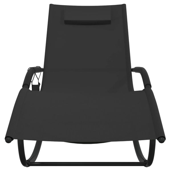 Schwarze Schaukel-Sonnenliegen Kameri (2er-Set, Stahl und Textilene)