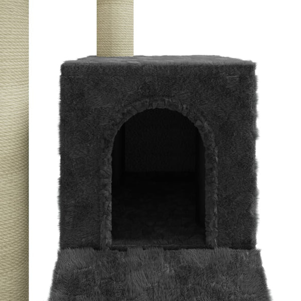 Dunkelgrauer Katzenkratzbaum mit Sisal-Kratzsäulen Seliana 92cm