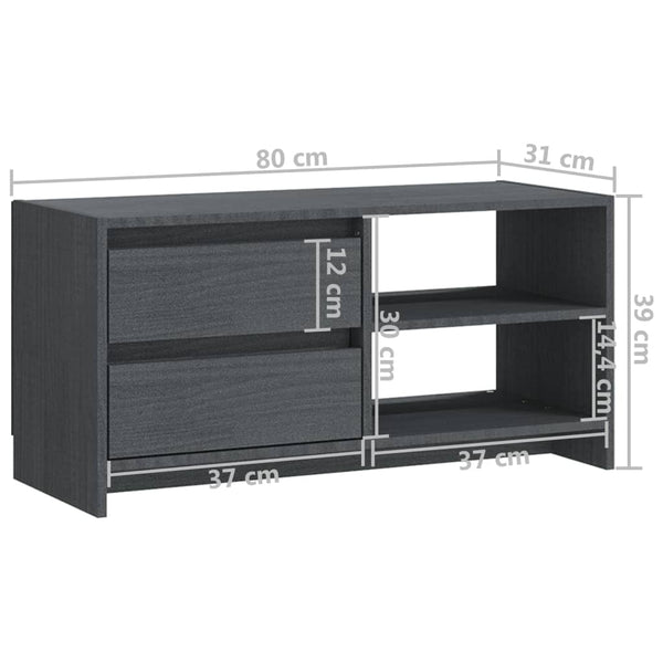 Graues TV-Lowboard Vitanov 80x31x39cm (Kiefer)