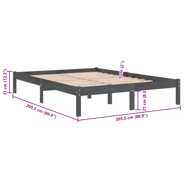 Graues Bettgestell Tomiris 200x200cm (Kiefer)