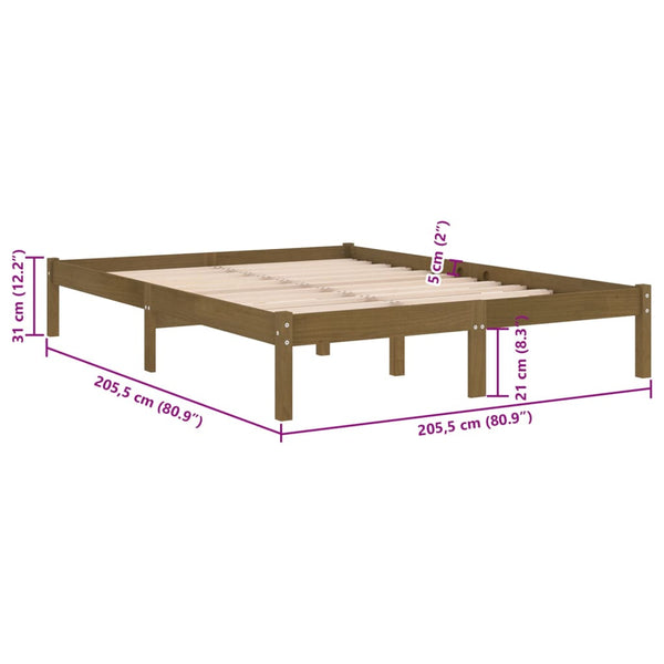 Honigbraunes Bettgestell Tomiris 200x200cm (Kiefer)