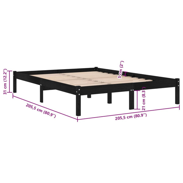 Schwarzes Bettgestell Tomiris 200x200cm (Kiefer)