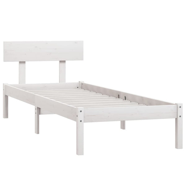 Weißer Bettrahmen Lexie 75x190cm (Holz, kleines Einzelbett)