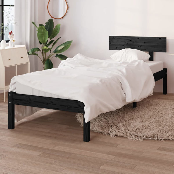 Schwarzes Bettgestell Lexie 75x190cm (Holz small single)