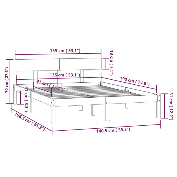 Schwarzes Bettgestell Lexie 135x190cm (Doppelbett)