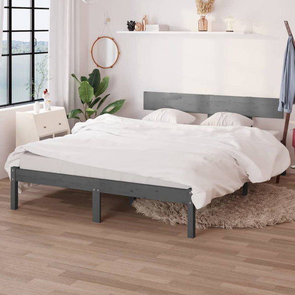 Graues Bettgestell Lexie 150x200cm (Kiefer King Size)