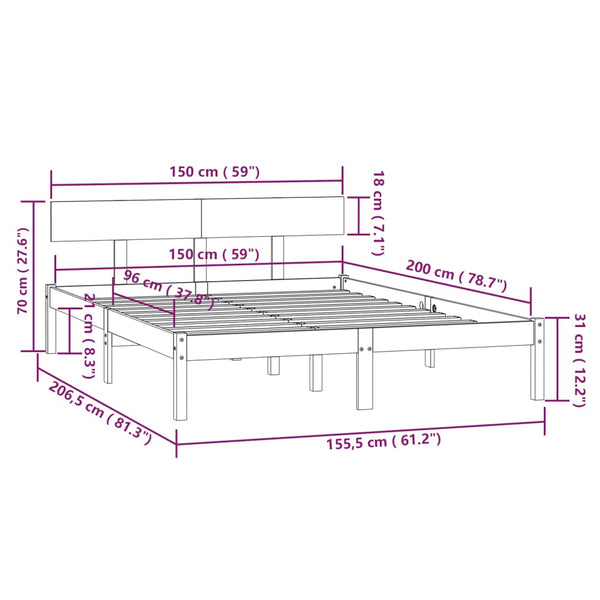 Schwarzes Bettgestell Lexie 150x200cm (Kingsize)