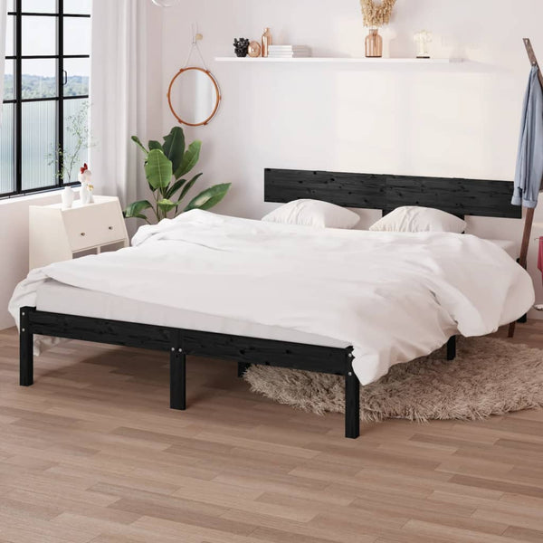 Schwarzes Bettgestell Lexie 160x200cm (Kiefer)