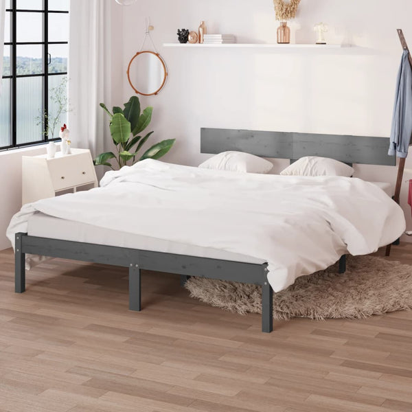 Graues Bettgestell Lexie 200x200cm (Kiefer)