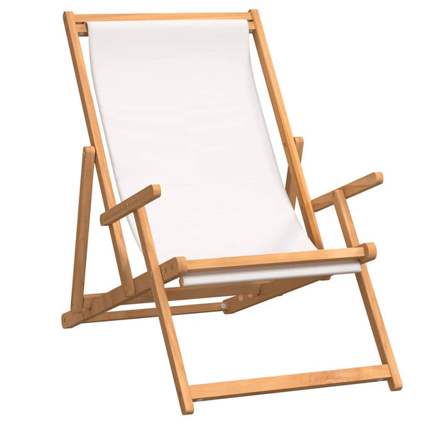 Gulver Klappstrandstuhl aus Teakholz (cremefarben)