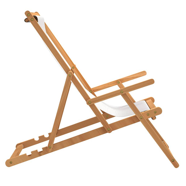 Gulver Klappstrandstuhl aus Teakholz (cremefarben)