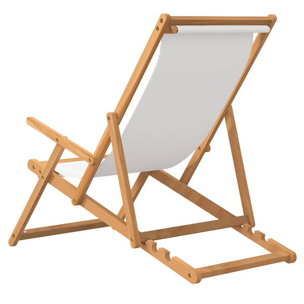 Gulver Klappstrandstuhl aus Teakholz (cremefarben)