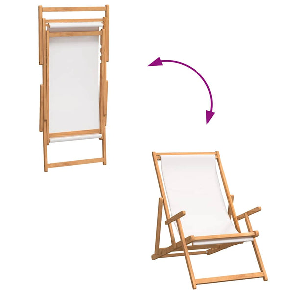 Gulver Klappstrandstuhl aus Teakholz (cremefarben)