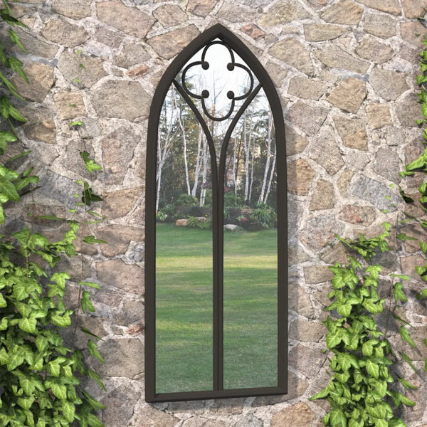 Schwarzer Garten-/Outdoor-Spiegel Alinel 70x30cm (Eisen für den Außenbereich)