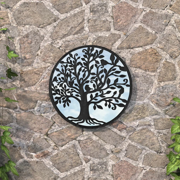 Schwarzer Garten-/Outdoor-Spiegel Mabrouk 60x2,5cm (Eisen, rund, für den Außenbereich)