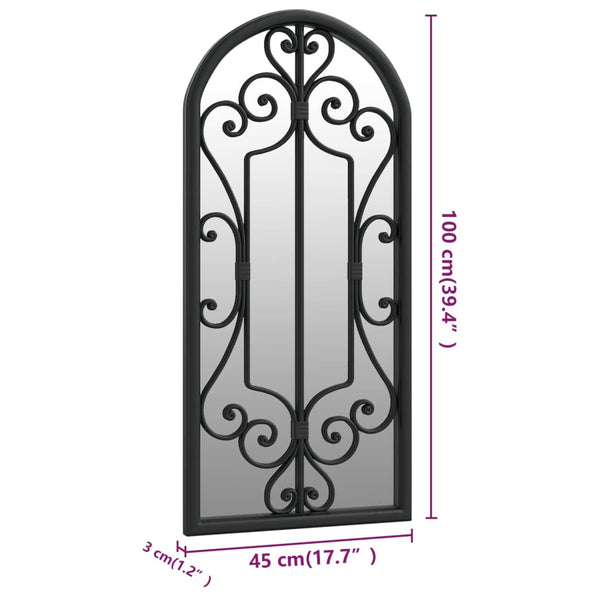 Schwarzer Garten-Spiegel Earlie 100x45cm (Eisen für den Außenbereich)