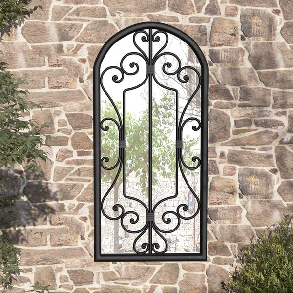 Schwarzer Garten-Spiegel Earlie 100x45cm (Eisen für den Außenbereich)