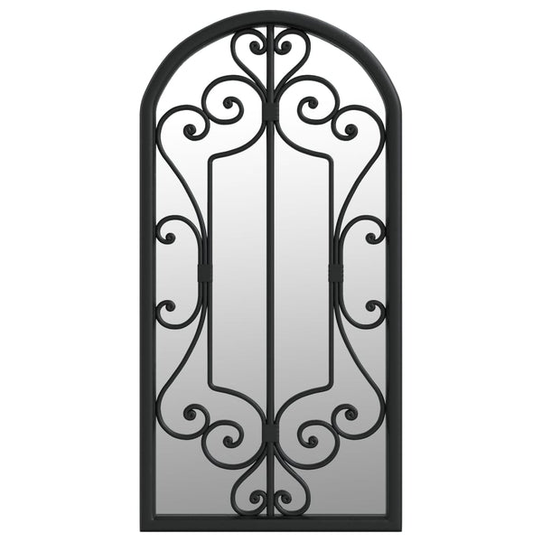 Schwarzer Garten-Spiegel Earlie 70x30cm (Eisen für den Außenbereich)