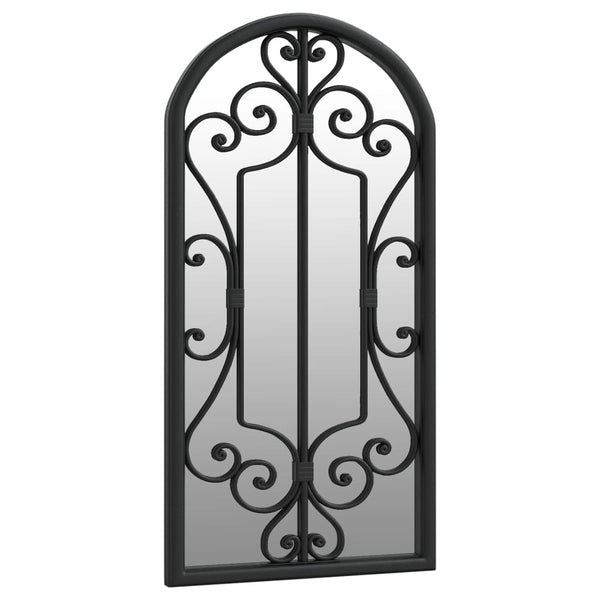 Schwarzer Garten-Spiegel Earlie 70x30cm (Eisen für den Außenbereich)