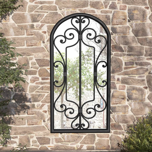 Schwarzer Garten-Spiegel Earlie 70x30cm (Eisen für den Außenbereich)