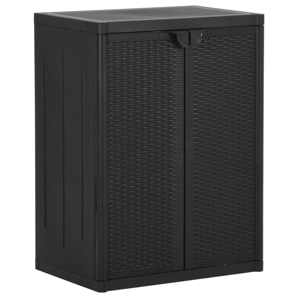 Gartenschrank Zarandu, schwarz, 65x45x88cm (PP Rattan)