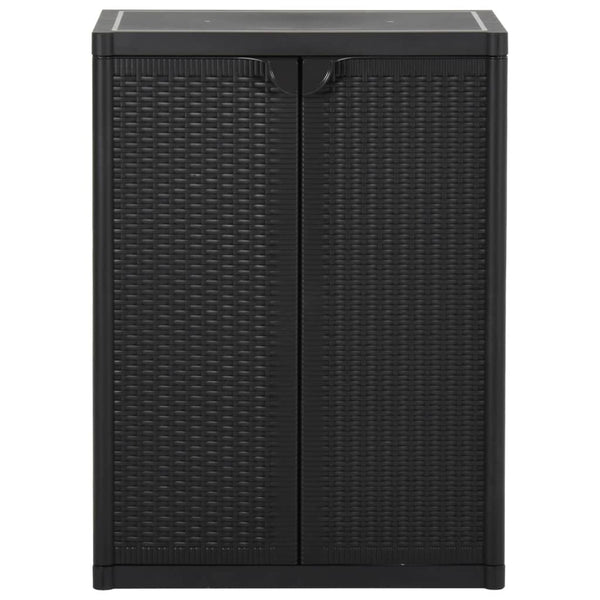 Gartenschrank Zarandu, schwarz, 65x45x88cm (PP Rattan)