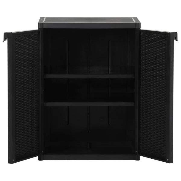 Gartenschrank Zarandu, schwarz, 65x45x88cm (PP Rattan)