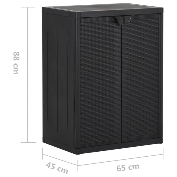 Gartenschrank Zarandu, schwarz, 65x45x88cm (PP Rattan)