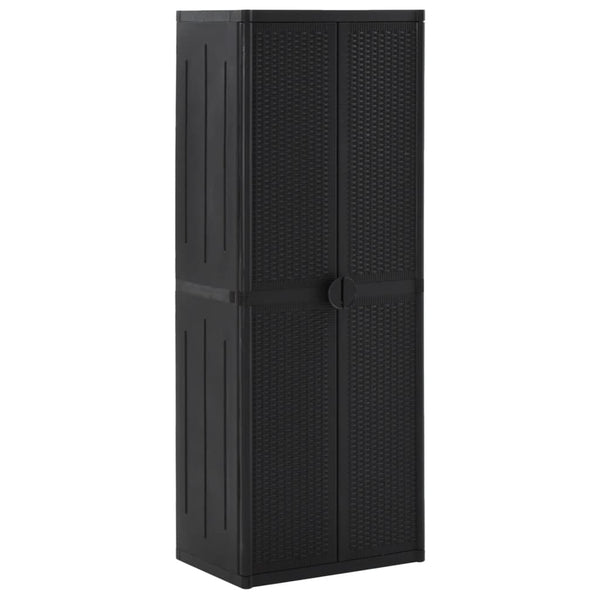 Zarandu Gartenschrank schwarz 65x45x172cm (PP Rattan)
