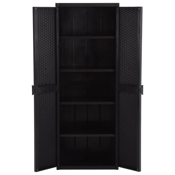 Zarandu Gartenschrank schwarz 65x45x172cm (PP Rattan)