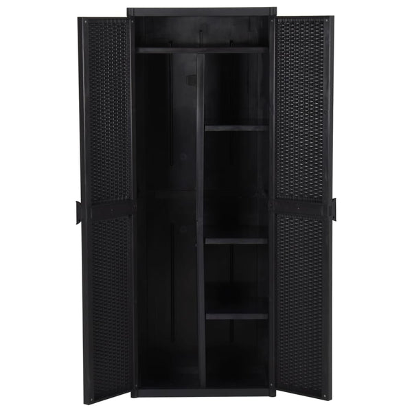 Outdoor-Aufbewahrungsschrank Zarandu 65x45x172cm schwarz (PP Rattan)