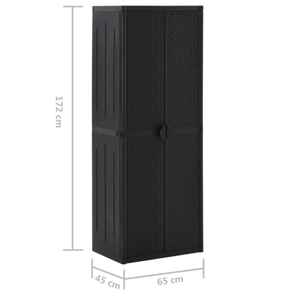 Outdoor-Aufbewahrungsschrank Zarandu 65x45x172cm schwarz (PP Rattan)