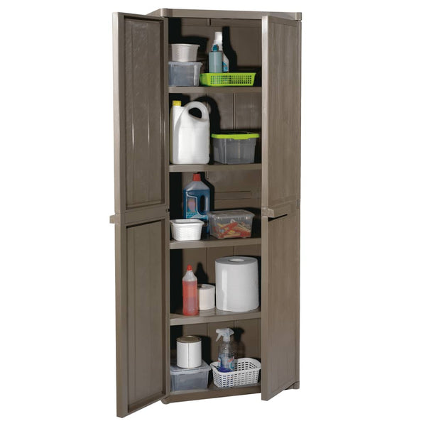 Gartenschrank Zarandu 65x45x172cm in Braun (PP Holzoptik)