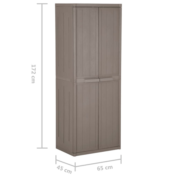 Gartenschrank Zarandu 65x45x172cm in Braun (PP Holzoptik)