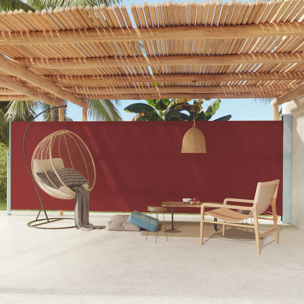Rote Terrassen-Seitenmarkise, ausziehbar, Snr 180x600cm