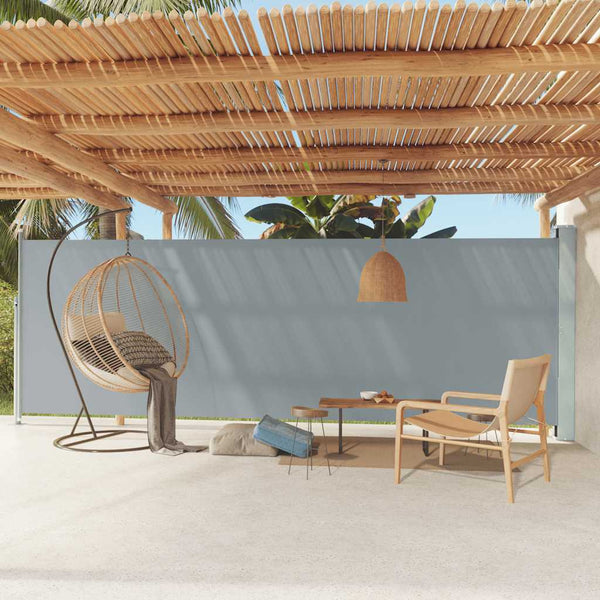 Graue Terrassen-Seitenmarkise, ausziehbar, SNR 180x600cm