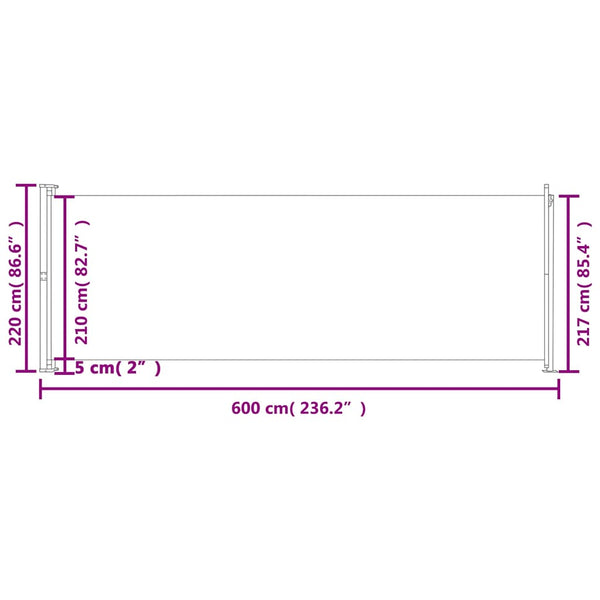 Schwarze ausziehbare Terrassenseitenmarkise Snr 220x600cm