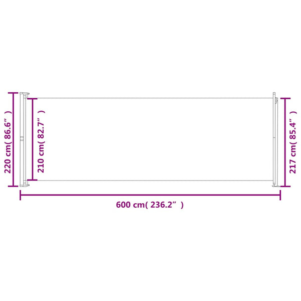 Punainen sisäänvedettävä terassin sivumarkiisi Snr 220x600cm