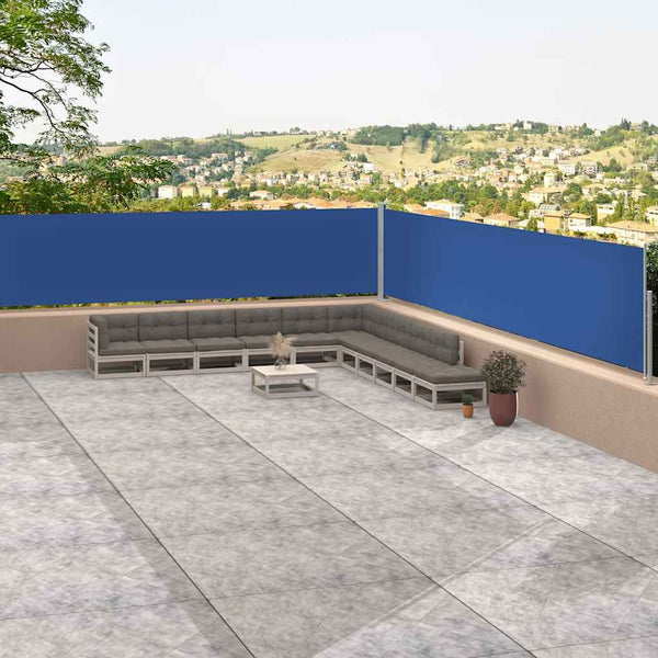 Blaues ausziehbares Seitenrollo Solimna 117x1200cm
