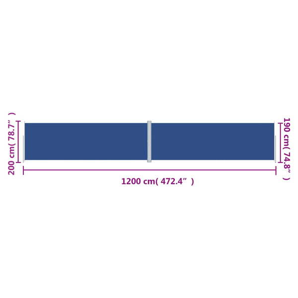 Blaues einziehbares Seitenmarkise Solimna 200x1200cm