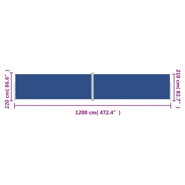 Blaues ausziehbares Seitenmarkise Solimna 220x1200cm