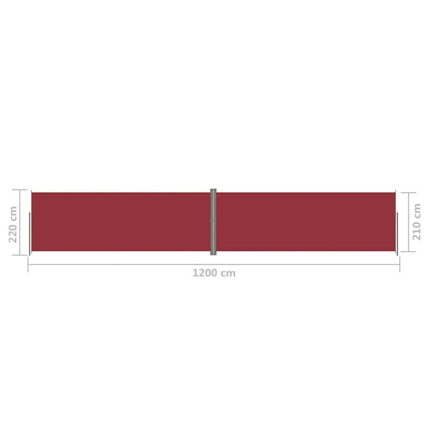 Rote einziehbare Seitenmarkise Solimna 220x1200cm