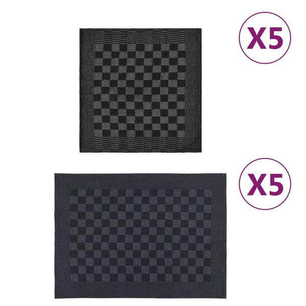 Schwarz-graues Handtuchset Zahariuta (10tlg. Baumwolle)