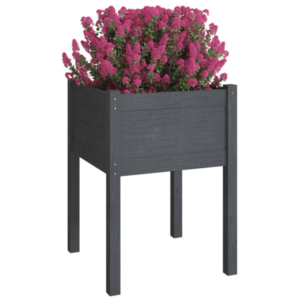 Grauer Garten-Blumenkasten Sanislau 50x50x70cm (Kiefer)