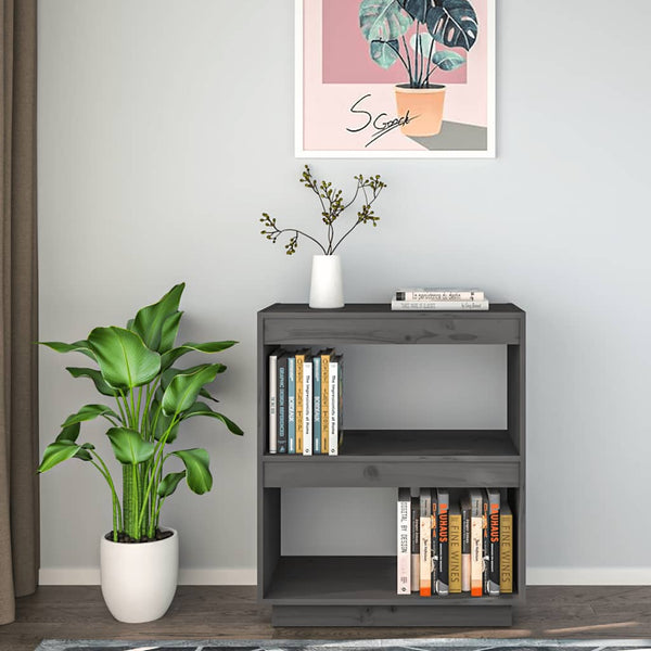 Graues Bücherregal Lucretu 60x35x71cm (Kiefer)