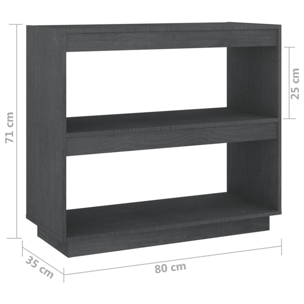 Graues Bücherregal Lucretu 80x35x71cm (Kiefer)