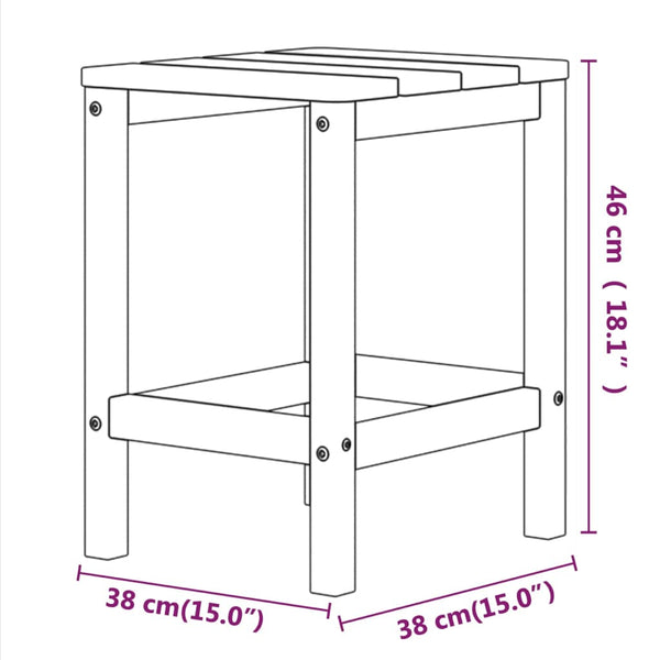 Vedensininen adirondack puutarhapöytä Calena 38x38x46cm (hdpe)