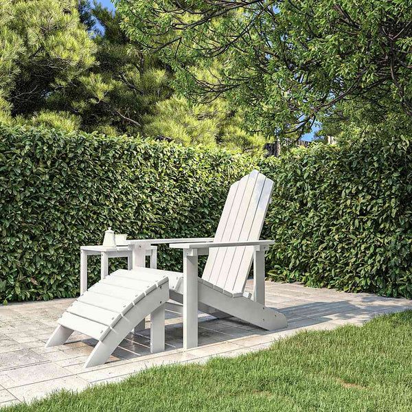 Weißer Adirondack Gartenstuhl mit Fußhocker von Jenut (HDPE)