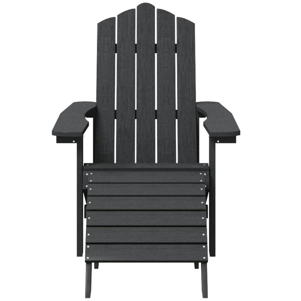 Adirondack-Gartensessel aus Anthrazit mit Fußhocker Jenut (HDPE)